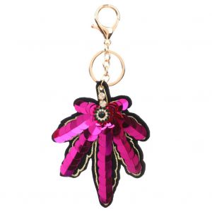 Porte-Cles En Alliage Avec Pendentif Paillete, Accessoire De Bijouterie Tendance, Rose Rouge, Ysk002 - Neuf