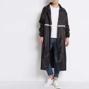 Xyong Manteau De Pluie Long, Epais Et Reflechissant, Reutilisable, Impermeable, Elegant, Pour L'exterieur, Noir, Xl - Neuf