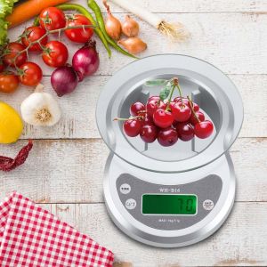Hjlian Balance De Cuisine Electronique Numerique Precise 5 Kg/1 G Avec Plateau En Verre Pour La Cuisson Des Aliments (Argent) - Neuf