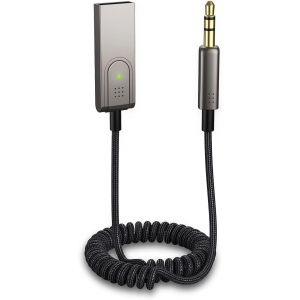 Récepteur Bluetooth 5.1 Voiture,Avec 3.5mm Aux Jack Et Usb Adaptateur Audio Sans Fil Avec Micro Intégré Et Longue Câble,Compatible Système Audio Haut-Parleur, Amplificateur, Smartphone, Pc - Neuf