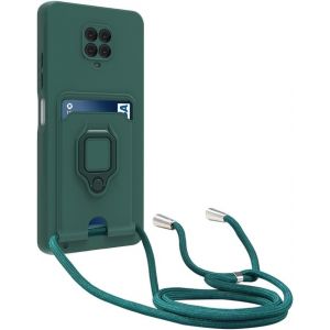 Kal-Coque Compatible Avec Xiaomi Redmi Note 9s/Note 9 Pro/Note 9 Pro Max,Réglable Lanyard Case,Avec Carte Fentes,Anneau Support,Silicone Collier Case (Vert) - Neuf