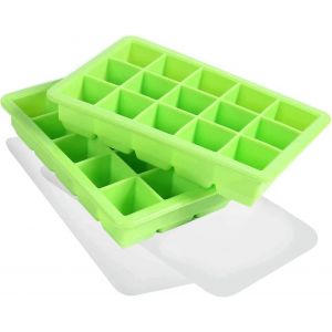 15 Compartiments,Lot De 2 Grands Bacs À Glaçons En Silicone Avec Couvercle,Empilables Et Peu Encombrants - Neuf