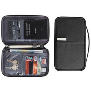 Porte-passeport et sac de rangement pour documents de voyage - Noir - Neuf