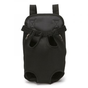 Sac De Transport Ventral Pour Chien Et Chat En Tissu Avec Panneaux R&eacute;glables, Id&eacute;al Pour Le Camping Et Les Voyages, Poids Adapt&eacute; De 2.5kg &Agrave; 4kg, Dimensions 32x20cm, Poids 0.2kg, Noir - Neuf