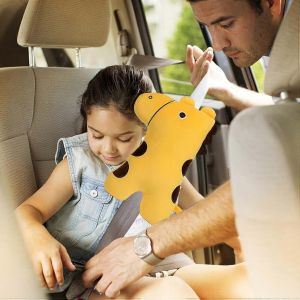 Coussin De Ceinture De S&eacute;curit&eacute; Pour Enfants, Motif Girafe, Doux Et Ergonomique, Support De T&ecirc;te, Oreiller De Voiture Pour Enfants, Id&eacute;al Pour Les Longs Trajets. - Neuf