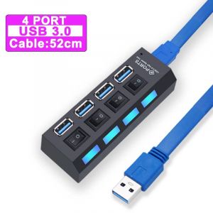R&eacute;partiteur USB 3.0 avec interrupteur pour PC,adaptateur d'alimentation,extenseur multiple,hub 2.0,USB 3,USB 4/7,2.0 ports 3.0 USB 4 port - Neuf