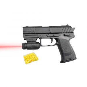 Pistolet &Agrave; Billes 15 Cm Avec Pointeur Laser ? R&eacute;plique Ludique &Agrave; Ressort 0,11 Joules, Tir Coup Par Coup, Livr&eacute; Avec 18 Billes - Neuf