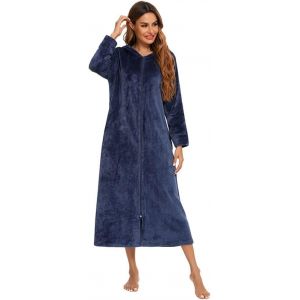 Peignoir En Peluche Zippé Pour Femmes-Peignoir Doux Et Chaud-Pyjama Décontracté-Vêtements De Détente - Neuf