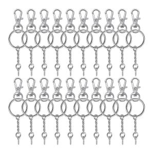 Fermoirs Pivotants En Métal De 50 Pièces Avec Fermoirs Pince De Homard,Mousquetons De 11 Mm Et Porte-Clés Pour Porte-Clés De Lanière - Neuf