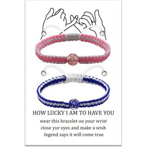 Kal-Bracelet De Perles Lumineuses, Bracelet R&eacute;glable Tiss&eacute; &Agrave; La Main Amiti&eacute; Relation Petit Ami Petite Amie Cadeau - Neuf