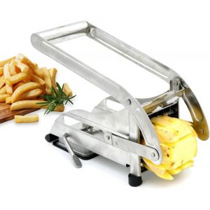 Couteau &Agrave; Frites Inox Avec Technologie Anti-D&eacute;rapante Et Verrouillage Par Aspiration - Coupes R&eacute;guli&egrave;res Pour Friteuse, Four Et L&eacute;gumes (26x12x9 Cm, 753g, Lavable Au Lave-Vaisselle) - Neuf