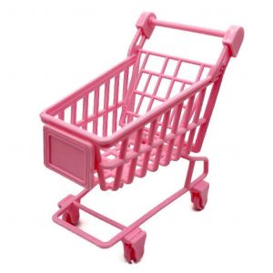 Maison de poup&eacute;e accessoires Miniature panier r&eacute;aliste rose chariot fille jouet interactif Kit faire semblant Playset g&acirc;teau Decor - Neuf