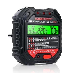 Testeur de Prise avec Test RCD et Voyants, 6 Types de Diagnostic d'Erreur, Testeur Prise Electrique avec Indicateur de Tension de Fuite et de Courant, 48-250V/45-65Hz, CAT ll 300V - Neuf