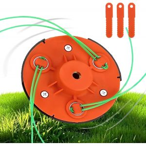 CHECARZHN--NO1-Tête Débroussailleuse Universelle, 2-In-1 Tete Debroussailleuse Automatique, Tête De Débroussailleuse Avec 3 Lames Interchangeables, Convient À La Plupart Des Coupe-Herbes À Manche Dro - Neuf