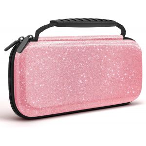 Eryi-Glitzer Pochette De Transport Compatible Avec Nintendo Switch & Switch Oled, Etui Rigide En Eva Con Zippée Pour Accessoires, Housse De Rangement Protection Pour Switch Cadeaux Filles,Rose - Neuf