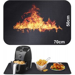 KALANKA-50x70CM Sous-couche réfractaire Tapis en fibre de verre silicone anti-feu pour plateau de table Tapis résistant à la chaleur pour friteuse à air machine à café micro-ondes Antidérapant imperm - Neuf