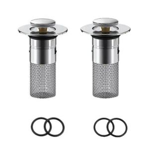 Évier de salle de bain Passoire de filtre à cheveux,Évier de salle de bain Drain Hair Catcher -Up Bouchon de vidange (2Pcs) - Neuf