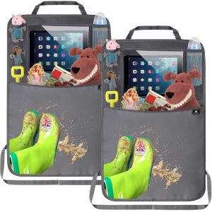 Protection De Dossier De Voiture Pour Enfants, Organisateur De Siège Arrière De Voiture Pour Enfants, Bâche Imperméable Pour Siège Auto Avec Grand Sac De Rangement (2 Pièces, Gris) - Neuf