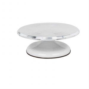 Plateau Tournant En Alliage D'aluminium Pour La Cuisson Et La Decoration De Gateaux (Blanc, 25 Cm) - Neuf