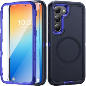 SJZG-Coque De Protection Blindée Pour Samsung Galaxy S23 - Avec Film De Protection D'Écran - Galaxy S23 5G - Avec Magsafe Magnétique - Résistant Aux Chocs À 360 ° - Robuste - Pour Recharge Sans Fil - - Neuf