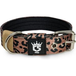 Collier Tactique Pour Chien Avec Boucle En M&eacute;tal, Collier R&eacute;glable Pour Chien, Largeur 3,3 Cm, R&eacute;sistant Et Confortable Pour Les Petits Chiens (Imprim&eacute; L&eacute;opard S) - Neuf