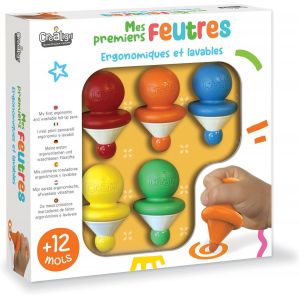 JGD-Cr&eacute;a Lign | Mes Premiers Feutres x5 - D&egrave;s 12 Mois | Feutres Lavables B&eacute;b&eacute; | Embout Arrondi | Forme Ergonomique | Encre Adapt&eacute;e aux Jeunes Enfants | Activit&eacute; Cr&eacute;ative - Neuf