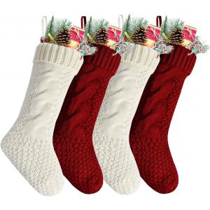 Pack 4, 18"" Unique en Bourgogne et en Blanc Ivoire Tricot de No&euml;l S - Neuf