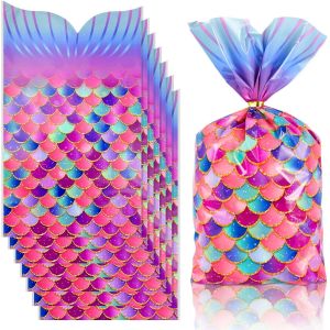 Lot De 50 Sacs À Bonbons En Cellophane Pour Fête De Sirène - Sacs À Bonbons En Forme D'écailles De Poisson Pour Décorations De Mariage Et Cadeaux De Fête D'anniversaire - Neuf