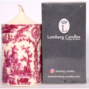 Bougie Imprimée et parfumée sous licence du Musée de la Toile de Jouy - Liberté Américaine 1783 Garnet Blanc - Neuf