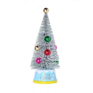 Mini Pr&eacute;-illumin&eacute; de l'Arbre de No&euml;l 9.84"" Floqu&eacute; avec des Pins, des Ornements et la LED Lumi&egrave;res Artificielles de Table, Arbre de No&euml;l pour la D&eacute;coration de Cuisine - Neuf