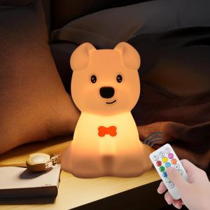 Grande Veilleuse Pour Enfants Lampe De Nuit En Forme De Chiot Mignon 9 Couleurs Changeantes Pour Lumi&egrave;res De La Chambre Aliment&eacute;e Par Piles Cadeau Pour Filles Et Gar&ccedil;ons - Taille L Chien - Neuf