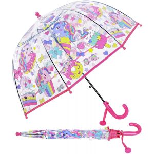 Parapluie - Transparent - Anti-Vent - Long Cloche, Parapluie Enfant Transparent Cloche Robuste Et Stable, Parapluie D&ocirc;me Garcon Fille Parapluies Cannes V&eacute;hicule Blue Engineering - Neuf