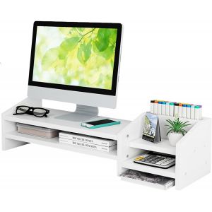 Support De Moniteur, Supports Pour Moniteurs D'Ordinateur, Rehausseur Ecran Pc Bureau, Support Ecran Pc, Rehausseur Ecran Pc Pour &Eacute;crans De Bureau, Ordinateurs Portables, Imprimantes (Blanc) - Neuf