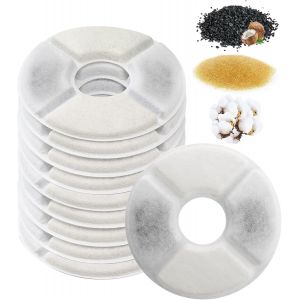Kalanka-Filtre Fontaine Eau Chat 10pcs Filtres De Remplacement De Pour 1,6-2,5l Fontaine Chat Chien Filtres De Rechange Avec Charbon Actif Et R&eacute;sine &Eacute;changeuse D'ions - Neuf