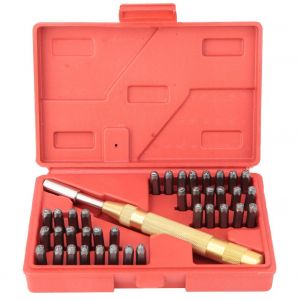 Kit de poinconnage automatique en acier, 38 pieces, poincons, chiffres, lettres, tampons manuels, outil de poinconnage pour cuir, 3 mm - Neuf