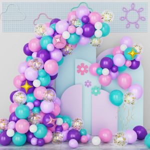 AYUHR-Kit d'Arche Guirlande Ballons Bleus, 130 Pcs Bleu Blanc En Latex Kit d'Arc Guirlande Ballons, Ballons Bleus Métalliques Avec Ballon Confettis Pour Garçon Fille Anniversaire Bébé Douche Sexe Rév - Neuf