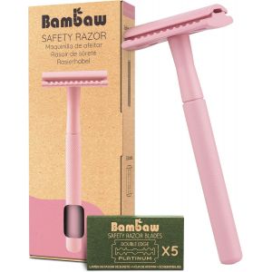 Kalanka-Rasoir De Sécurité Femme Rose Avec 5 Lames Rasoir De Surete | Rasoir Femme En Métal | Compatible Avec Toutes Lames Doubles| Rasage Femme | Rasage Manuel | Zéro Déchet | Rasoir Manuel Femme | - Neuf