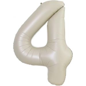 SJZG-101Cm Ballon Chiffre Anniversaire 4 Lait Blanc, Ballon Numero 4 An Deco Birthday, Balloon 4 Ballon Party Deco Soutenir L'H&eacute;lium - Neuf