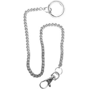 TRAHOO-Cha&icirc;ne de portefeuille, porte-cl&eacute;s en acier inoxydable longue, mousqueton, cha&icirc;ne de pantalon, porte-cl&eacute;s punk pour motards et camionneurs, 40 cm - Neuf