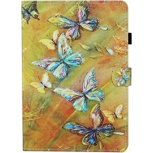Tablette Bumper 10 Pouces Universel Jaune Coque en Cuir PU et Silicone Souple Portefeuille Etui a Rabat pour Tablette Tactile 10 Pouces Flip Support Fonction avec Motif Papillons de Peinture - Neuf