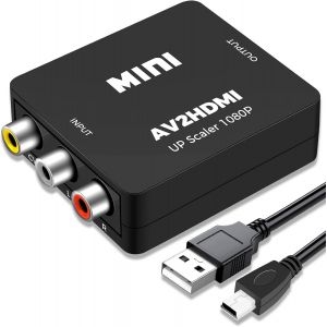 MEVRONISSHOP-Convertisseur RCA vers HDMI, Adaptateur AV vers HDMI, Convertisseur Vid&eacute;o Audio Composite RCA 1080P CVBS avec C&acirc;ble D'alimentation USB pour Cam&eacute;ra/PS2/SNES/VHS/Xbox/PS4/TV/DVD/Wii/Suppor - Neuf