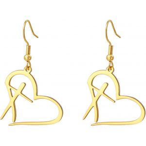 Chenquansarl-Boucle D'oreille En Forme De C?ur Et Croix Délicate Pendentif Croix Boucle D'oreille Amour Et Foi Bijoux De Foi En Croix Religieuse De Tous Les Jours Pour Femmes Et Hommes - Neuf
