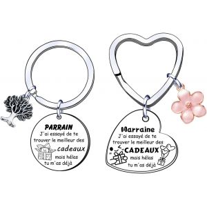 KAL-2 Porte-Clés Cadeaux De Noël Porte-Clés Parrain Et Marraine Cadeaux Parrain Et De La Marraine Cadeaux Baptême Parrains Et Marraines Cadeau Parrain Marraine Demande Souvenirs De Baptême - Neuf