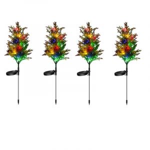 Lot De 4 Lampes Solaires En Forme De Pin Pour All&eacute;e De Jardin, D&eacute;coration De No&euml;l Et Ext&eacute;rieure, &Eacute;tanches Ip65, Batterie 600 Mah - Neuf