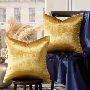 Cauc-Golden Velours Coussin Couvre Cas, Luxueux Velours Housse De Coussin Le Meilleur Carr&eacute; D&eacute;coratif Couvre D'oreiller Sofa De Divan De Lit De Canap&eacute; 20x20 Pouces 50x50cm Ensemble De Deux - Neuf
