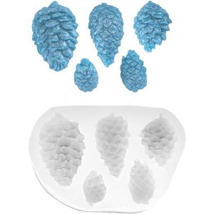Moule En Silicone En Forme De Pommes De Pin - Pour R&eacute;sine &Eacute;poxy, Pl&acirc;tre, B&eacute;ton - Diy - Pour 5 Pommes De Pin De Diff&eacute;rentes Tailles Et Formes - Neuf