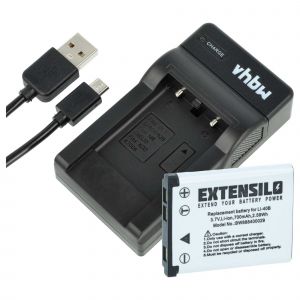 EXTENSILO 1x station de charge, 1x câble d'alimentation, 1x batterie compatible avec Casio Exilim EX-Z330, EX-Z350, EX-Z550, EX-Z280, EX-Z28 - Neuf