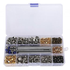 Ensemble De Rivets &Agrave; Double Capuchon Avec Outil D'installation Accessoires De Quincaillerie D'artisanat En Cuir Bricolage - Neuf