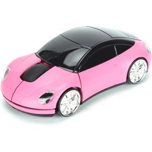 Souris de Voiture de Sport, Souris D'Ordinateur sans Fil Optique en Forme de Voiture de Course avec R&iquest;&iquest;cepteur USB, Souris de Jeu Ergonomique pour Ordinateur de Bureau, Ordinateur (Rose) - Neuf