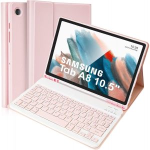 Étui Avec Clavier Pour Samsung Galaxy Tab A8 10.5"" 2021 (Sm-X200/X205/X207), Disposition Italienne, Amovible Pour Samsung Galaxy Tab A8, Amovible, Rose - Neuf